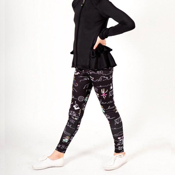 Limeapple Doodle Printed Katja Activewear Leggings, Girls 10 - Picture 3 of 9